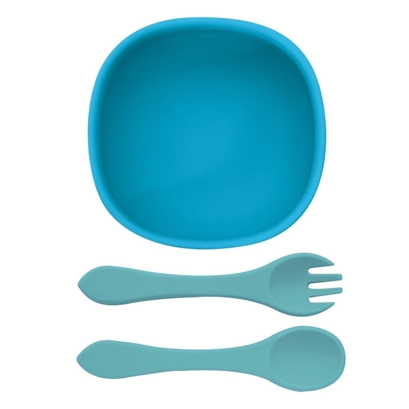 Conjunto Bowl c/ Garfo e Colher Azul
