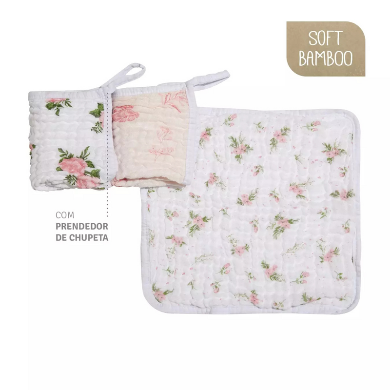 Fralda de Boca Bamboo com 3 un - Rosa