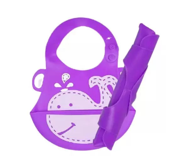 Babador Silicone Baleia Lilas