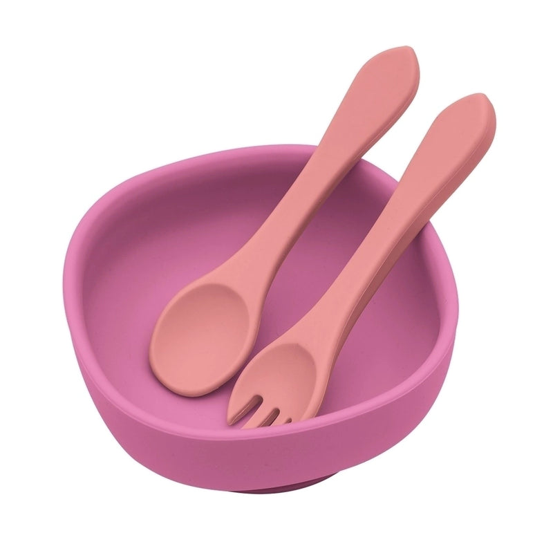 Conjunto Bowl c/ Garfo e Colher Rosa
