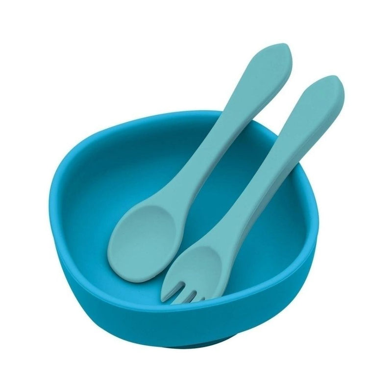 Conjunto Bowl c/ Garfo e Colher Azul
