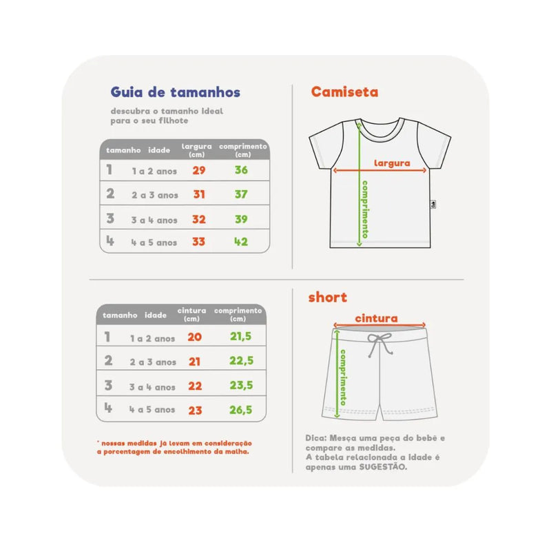 Conjunto Manga Curta Jardim Pequenos Seres