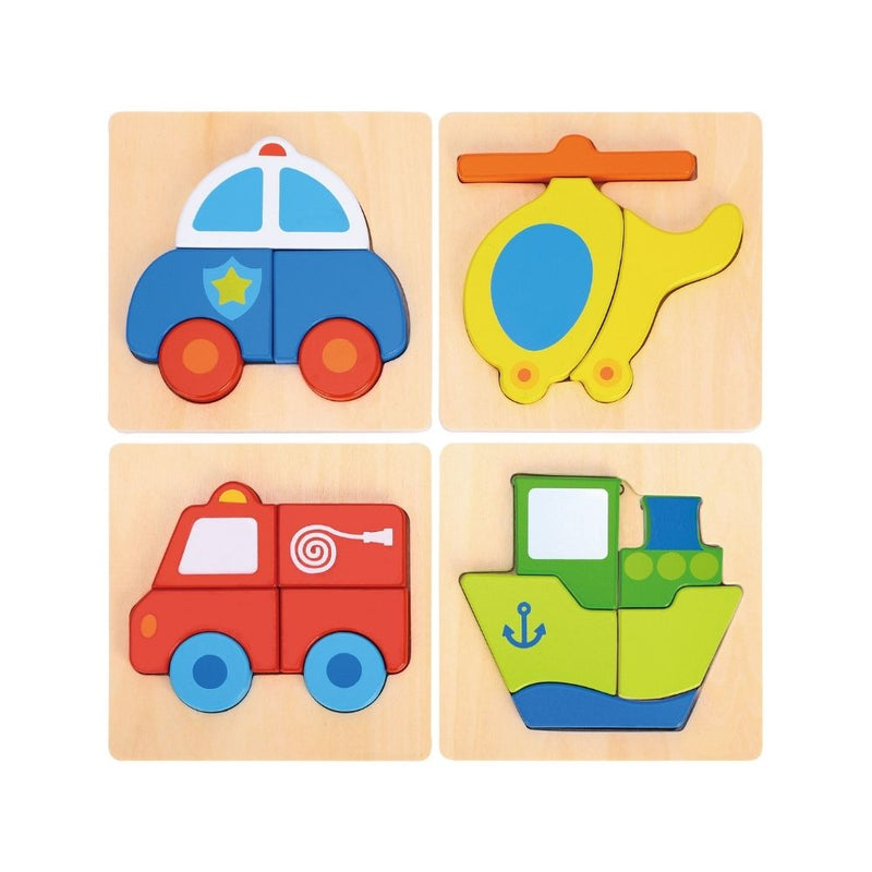 Mini Quebra Cabeça Transportes - 4 em 1