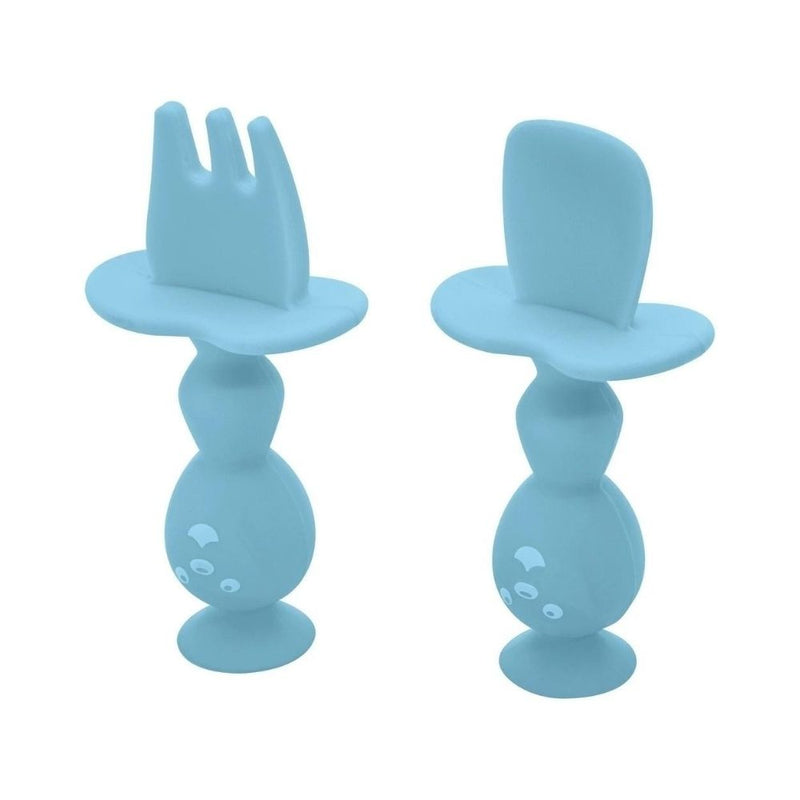 Primeiros Talheres de Silicone Azul